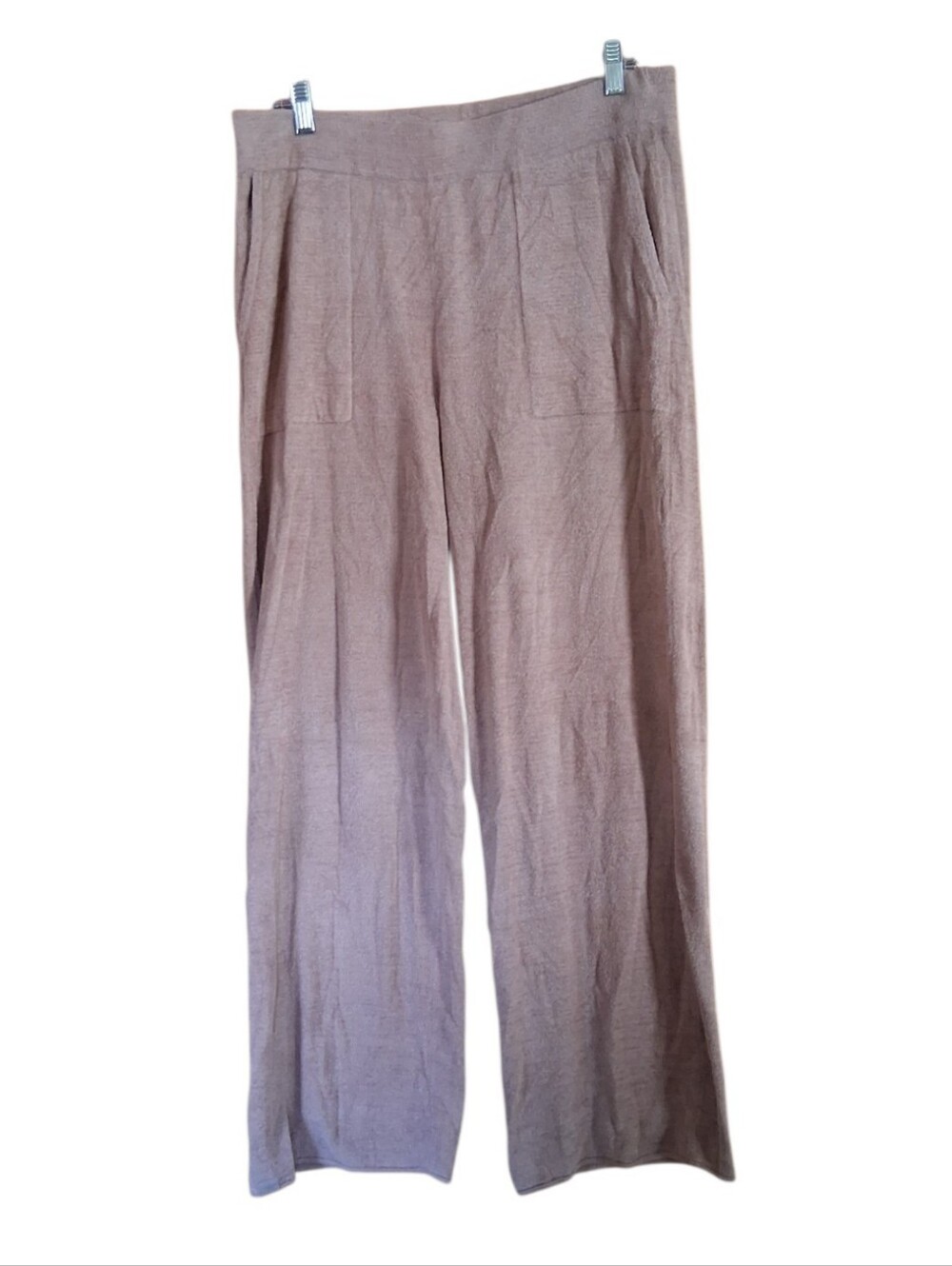 Barefoot Dreams Cozychic Ultra Lite Knit Pants Cream Tan Size Large
